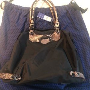 Rebecca Minkoff Black Python Trim Travel Bag NWT